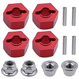 Hobbypark Aluminum 12mm Hex Wheel Hubs(4) & Flanged M4 Lock Nuts(4) Replacement of 1654 3647 for Traxxas 1/10 Slash 4x4 RC Car (Red)