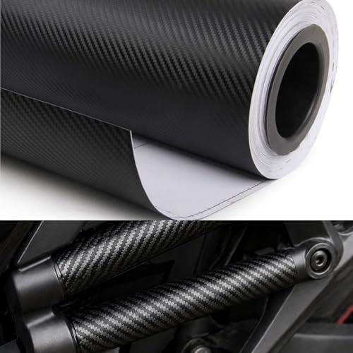 Image of CVANU 3D Black Carbon Fiber Vinyl Wrap Roll (24x50 inch), Self-Adhesive, Waterproof & Scratch Resistant Sticker for Car Interior, Dashboard, Bike, Laptop DIY Wrap