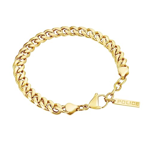 Image of Police Long-Lasting Men's Stainless Steel Gold Cuban Chain Bracelet Stainless Steel 18.5cm