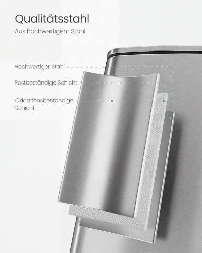 SONGMICS Mülleimer Küche, 20 Liter Tretmülleimer, Edelstahl, Softclose – Ansicht 4