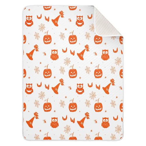 Burbuja Owl Pumpkins Hats Baby Blanket for Boys Girls, Nursery Soft Warm Swaddling Receiving Baby Blankets, 30x40 in Toddler Blanket