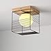 Produktbild Modern Einfach Deckenleuchte Deckenlampe Flurlampe für Flur Foyer Gang Loft Balkon Bar Treppe Innen Kunst Beleuchtung Quadrat Design Eisen und Glas Käfig Lampenschirm Holz Decken Licht, Schwarz