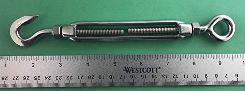 2 Pieces Stainless Steel 316 5/16" Unc Turnbuckle Hook And Eye Marine Grade #TOP1