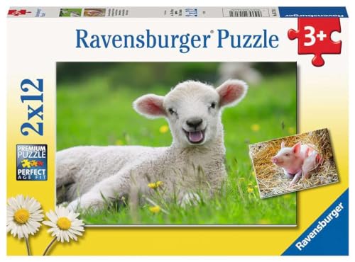 Ravensburger- Animali Della Fattoria, 2 X 24 Pezzi, Colore Giallo, 05718