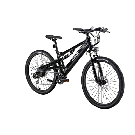 Hurley Bikes Alle-OOP E-MTB Dual Suspension Electric Mountain Bike (Black, Medium / 16 Fits 5'2″-5'10″)