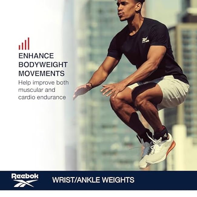 Reebok Wrist and Ankle Weights, Wearable Weights for Intensifying Workout, Durable Polyester & Spandex Ankle & Wrist Weights, Home Workout Essentials & Gym Accessories for Women & Men