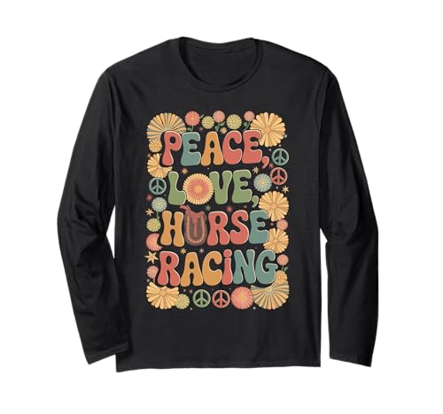 Jockey retro hippie Peace Love Horse Racing de los años 60 y 70 Manga Larga