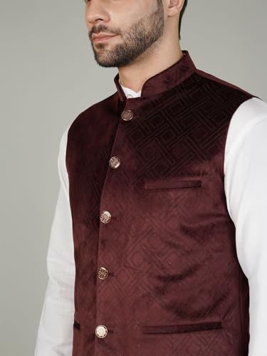 Image of WINTAGE Men's Velvet Maroon Waistcoat