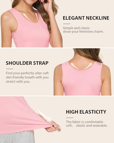 AMVELOP Basic Tank Top for Women Undershirts Sleeveless Layering Tank Top 2-4 Pack3