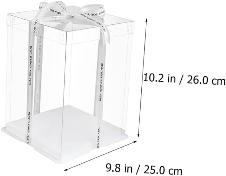 Mobestech 5pcs 8-inch Cake Boxes with Double-layer Design and Ribbon Plastic Cake Carrier and Storage Container for Birthday Packaging and Transport
