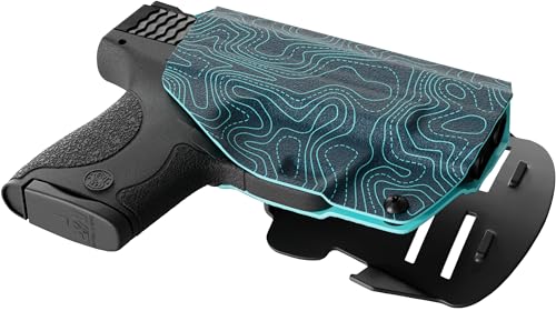 We The People Holsters - Aqua Topographic Map - Right Hand - OWB Holster Compatible with Springfield Hellcat Pro RDS