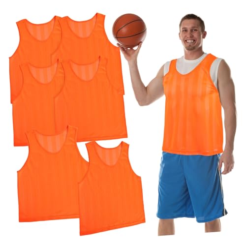 Gilets de football orange respirants et résistants lot de 6