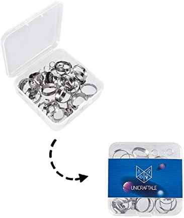 UNICRAFTALE 60pcs Adjustable Finger Rings Making DIY, 30pcs Stainless Steel Finger Rings Components with 30pcs Glass Cabochons8mm, Flat Round Ring Blanks Kits for Unisex Ring Making