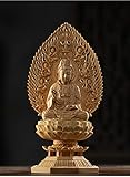 Taille: 14 * 12 * 28cm LXXGOLUCY Bois de cyprès 2 8cm Trois Bouddhas Sculpture KSITIGARBHA SAKYAMUNI GUANYIN Bois BULDDHA Statue Statue Décor à la Maison (Couleur : 1)