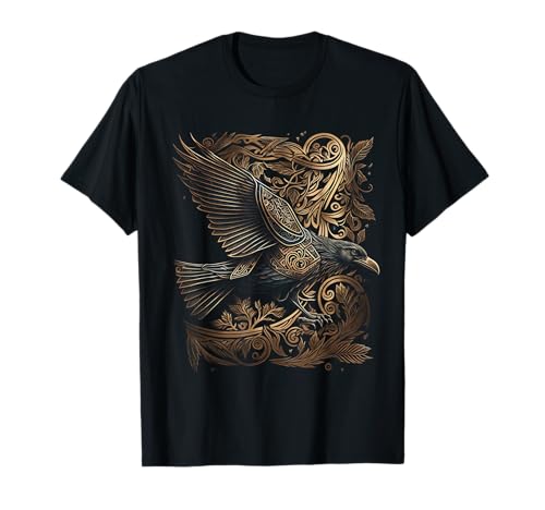Image of Odin's Raven Flying Viking Valhalla Norse Mythology T-Shirt