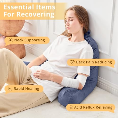 Image of Sasttie Reading Pillow for Bed, Back Pillow for Sitting Up, Grey Purple
