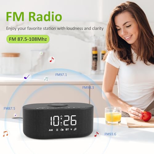 DreamSky Alarm Clock Radio with Wireless Charging and Bluetooth Speaker - Image 5