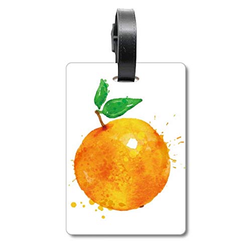 Étiquette valise aquarelle orange pour retrouver son sac à l'aéroport