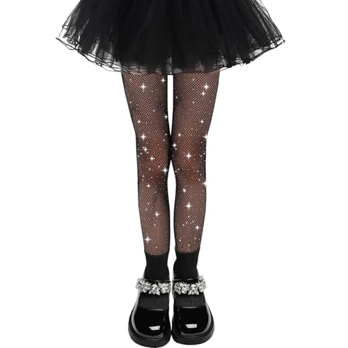 Girls Sparkle Fishnet Tights Glitter Tights for Kids Toddler Rhinestone Stockings Halloween Star Pantyhose