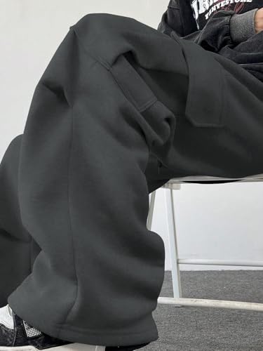 ZAFUL Men's Casual Cargo Pants Hiking Pants Workout Drawstring Jogger Sweatpants Athletic Pants Pocket 0-1Grey XL4