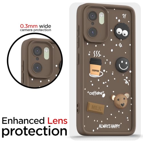 Image of Pikkme Back Cover for OnePlus 15R 5G | 3D Bear Silicone Cute & Fun Coffee Cartoon | Full Body Protection Bumper Case (Brown)