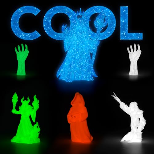 Image of AMOLEN Glow in the Dark 3D Printer PLA Filament Bundle, Glow Shiny Firefly Blue, Orange, Green, and White, 1.75mm PLA Filament for Most FDM 3D Printer, Dimensional Accuracy + /- 0.02 mm, 200g X 4 Pack