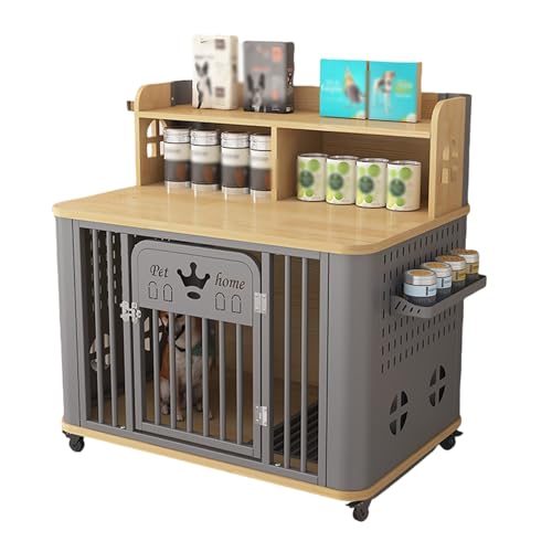 Tingtingli XINDELILI Hundebox Holz Grau mit Regalen