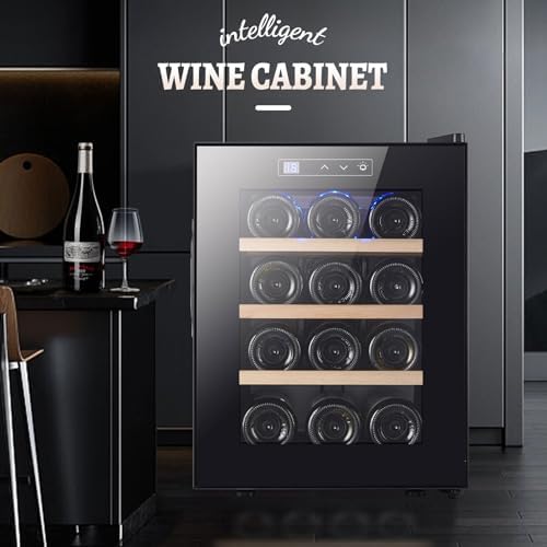 Freestanding Wine Cooler & Beverage Refrigerator - Mini Fridge with Double Tempered Glass Door & Digital Display - Ideal Wine Cellar for Home, Kitchen, or Office - Perfect for Red Wine Storage