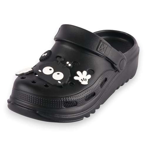 CHILLIFE Zuecos de Plataforma de Mujer con Charms Removibles, Chanclas de Playa, Piscina y Jardín, Verano – Fabricado en Portugal (Negro, Sistema Tallas Calzado EU, Adulto, Números, Mediano, 40)