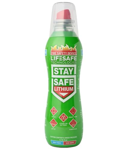 StaySafe Lithium Fire Extinguishing Spray By LifeSafe Technologies | Patented Non-Toxic Fluid Suppresses Fires Caused By Lithium-Ion Batteries in Phones Laptops Power Banks and Other Electronics