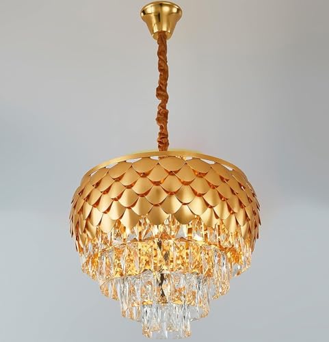 Image of 500 MM Crystal Big Size Jhumar Ceiling Light for Living Room /Hall /Bed Room etc. Chandelier Ceiling Lamp (Gold, Clear)