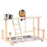 YZZR Puesto de Juego de Loros Estante de Juego de pájaros Estante de Juego de pájaros de Madera para Loro/Valla/Gimnasio/Juego de Juguetes con...