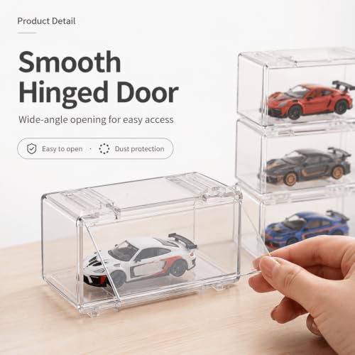Image of 1:64 5PC Transparent Acrylic Display Case Display Box Parking Display Shelf | Modular Car Display Case, 1 /64 Diecast Hot Wheels Model Cars Storage, Display Shelf Accessory