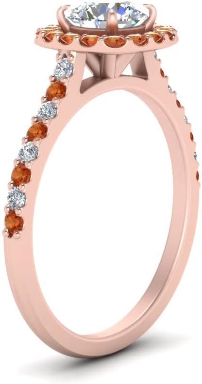 Choose Your Gemstone Round Diamond CZ Square Halo Ring Rose Gold Plated Round Shape Petite Engagement Rings Matching Jewelry Wedding Jewelry Easy to Wear Gifts US Size 4 to 12