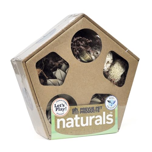 Prevue Pet Products Large Pentagon Forage n Play Box - Natural Small Animal Foraging Toy for Hamster Gerbil Guinea Pig Rabbit Rat Mouse & Chinchilla Enrichment