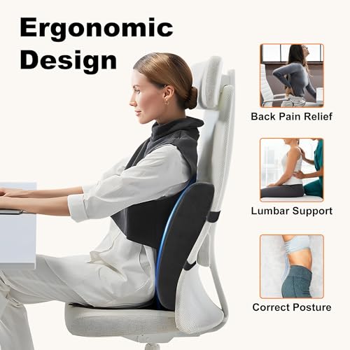 CILI Lumbar Support Pillow for Office Chair, Heated Back Support Pillow with Vibration, Back Massager for Chair, Back Rest Cushion Pillow for Desk Chair Sofa, Gifts for Mom Dad Women Men - Image 5