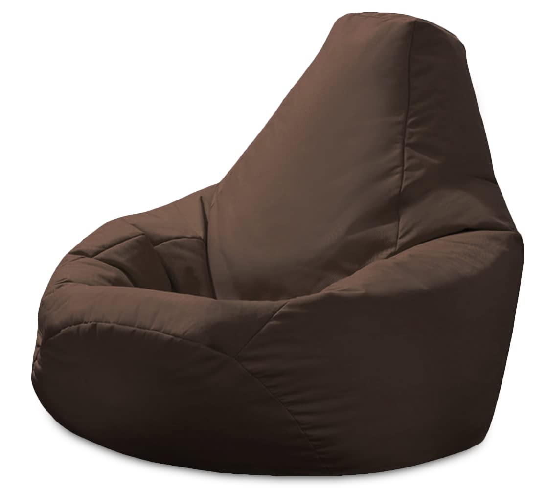 Beautiful Beanbags - Adult Highback Beanbag Chair - Large Water-Resistant for Indoor and Outdoor Use - Lounge or Gaming Chair - Manufactured in UK (Brown)