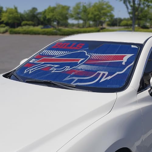 Image of Fanmats NFL Windshield Sun Auto Shade, Sun Shield Sun Visor Accordion tri-fold for Storage 59 inch x 29.5 inch, Colorful Team Design