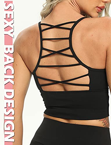 Image of SEASUM Women's Longline Sport Bra Seamless Yoga Crop Top Medium-Low Support Workout Bra