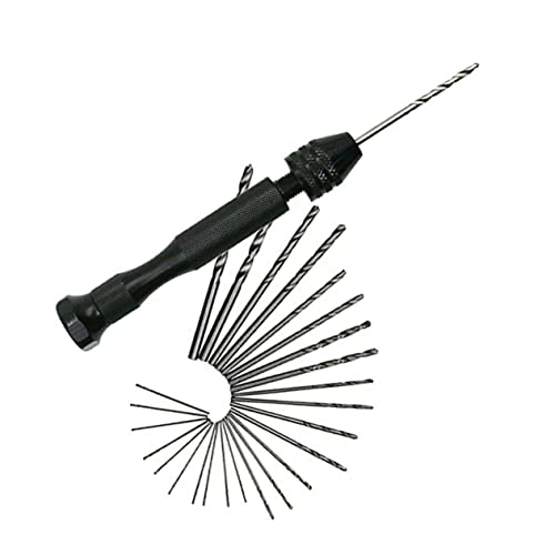 IWOWHERO 26 1 PC Single Ended Hand Drill Twisting Tool Model Making Drill Craft Carving Drill Wire Gauge Bits Tile Bits for Drill Rotary Tools Mini Hand Drill Punch Hole Jewelry Tool Black