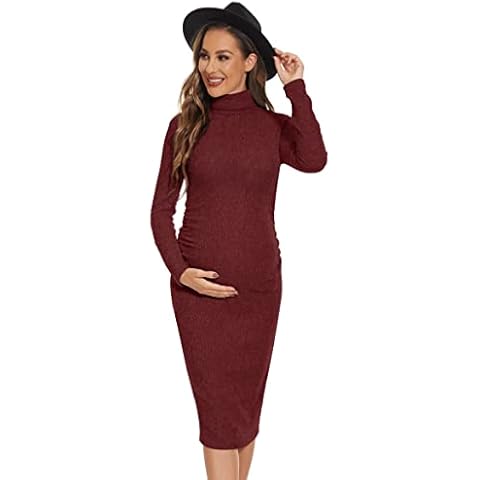 Yeshape Turtleneck Ribbed Maternity Dress Cover