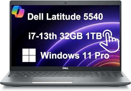 Image of Dell Latitude 5540 15.6 inch 1920x1080 FHD Touch Laptop Intel Core i7-1355U (14-Core) 32GB RAM 1TB NVMe SSD WiFi AX Webcam 2X Thunderbolt 4, Win 11 Pro w /Copilot, Gray (Renewed)