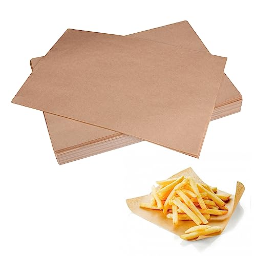 50 PCS Unbleached Parchment Paper - Pre-Cut Baking Sheets, 30 * 20 cm, Brown, Suitable for Baking, Cooking, Grilling, Air Fryer & Steaming