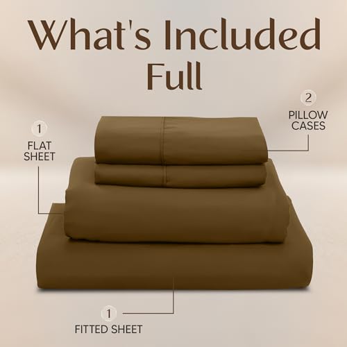 Image of Utopia Bedding Full Size Sheet Set - 4 Piece Bed Sheets, Soft and Breathable Microfiber, Includes 1 Fitted Sheet, 1 Flat Sheet and 2 Pillowcases - Oeko Tex (Mocha)