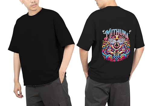 Image of Men's Zodiac Sign Printed Oversized Cotton T-Shirt