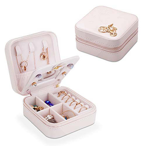 Small Jewelry Box-Travel Jewelry Organizer, Portable Jewelry Storage Case with Mirror for Rings Earrings Necklace Storage for Girls and Women Gift Jewelry Travel Case