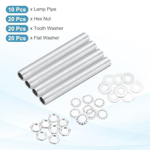 Image of MECCANIXITY 70Pcs 2.8 inch Lamp Pipe Kit with Nuts Washers 1 /8IP Thread Fasteners Assortment for Chandelier Ceiling Light Repair Assembly DIY Hardware