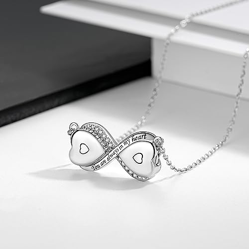 Sterling Silver Dual Infinity Urn Necklace for Women: Double Heart Cremation Necklaces Jewelry Hold Two Ashes - Infinity Memorial Keepsakes Pendant Jewelry Gifts for Loved Ones3