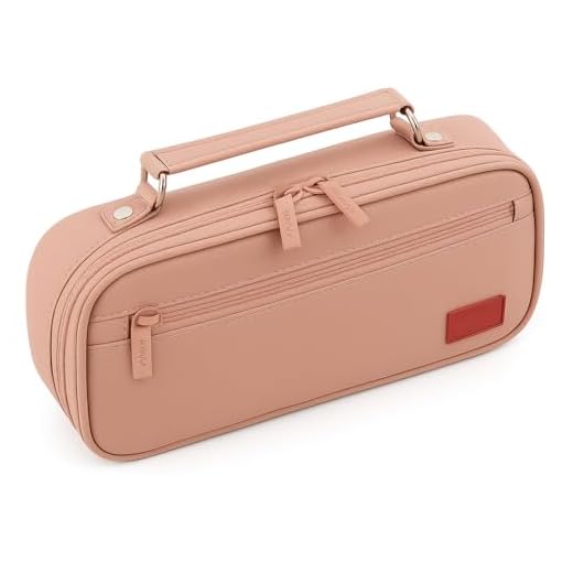 Estojo Escolar Box Grande Organizador com Divisórias e Alça - Estojo Necessaire Unissex Capacidade Ampla para Lápis, Canetas, Material Escolar (Rosa)