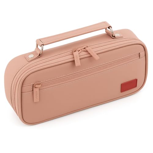 Estojo Escolar Box Grande Organizador com Divisórias e Alça - Estojo Necessaire Unissex Capacidade Ampla para Lápis, Canetas, Material Escolar (Rosa)